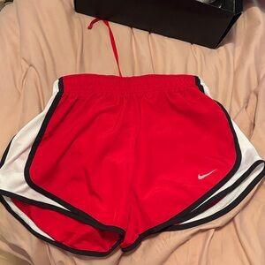 Nike Women's Red and White Athletic Shorts